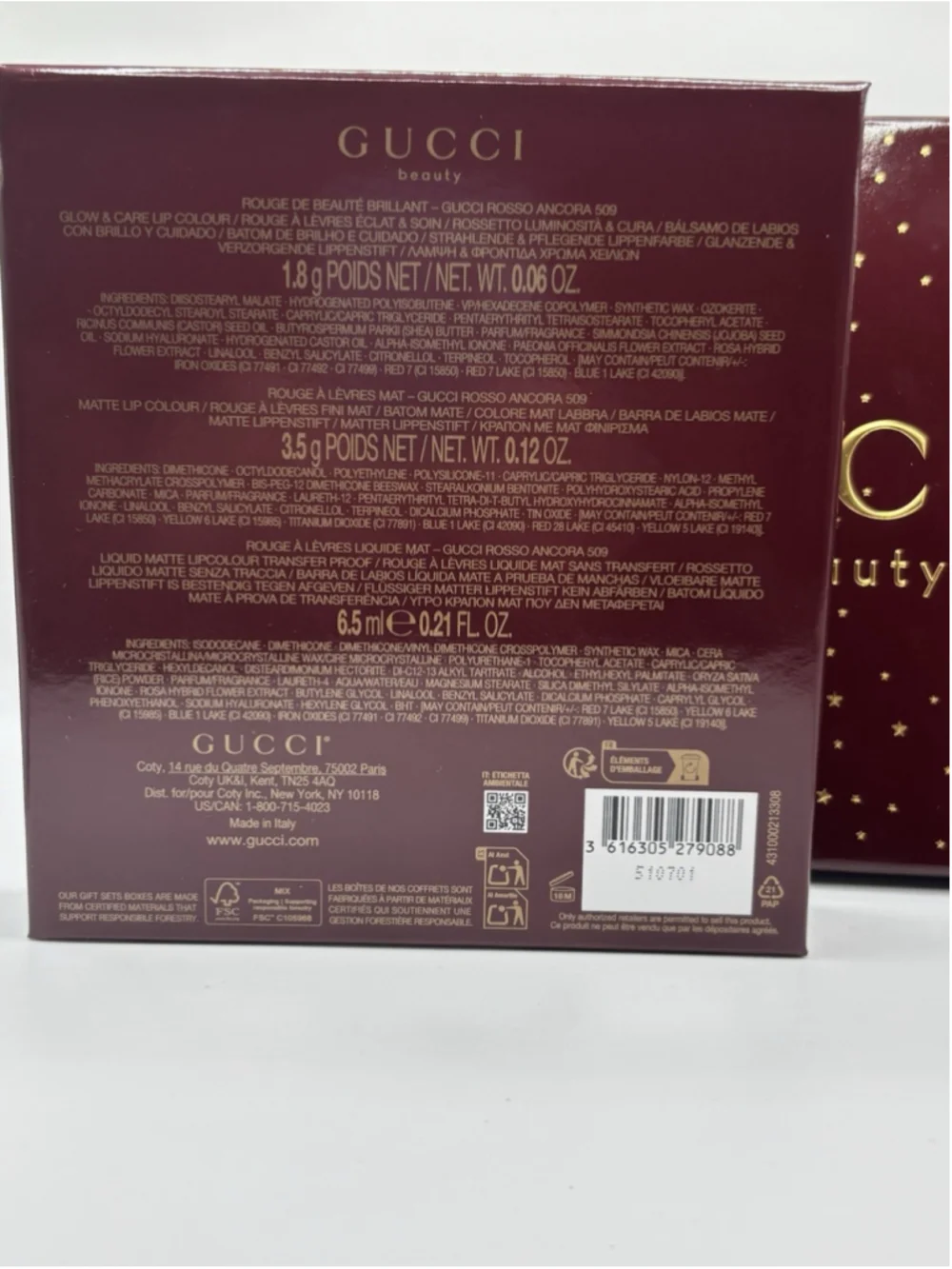 Gucci Beauty Lipstick Trio Gift Set Rosso Ancora 509 Red Cream Liquid Matte - Picture 4 of 5